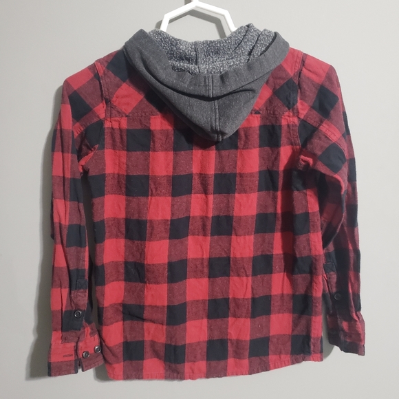 Ripzone youth flannel hoodie red plaid size L - Picture 3 of 6